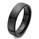 #5: TICENTRAL (W) タングステン リング メンズ 指輪 , 幅 6mm シンプル カジュアル アクセサリー,平打ち ヘアライン加工 研磨 高品質 ジュエリー  ブラック（黒） (23)