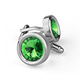 #1: V5X Jewelry カフスボタン メンズ カフス 男性のステンレスのビジネス カフリンクス グリーン