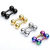 #7: Jovivi Mak　ボディピアス　ステンレス ショート ストレート バーベル　アレルギーフリー　軟骨ピアス　14G(1.6mm_長さ6mm_ボール4/5/6mm)×8個 ギフトバッグを提供 (ボール5ｍｍ)