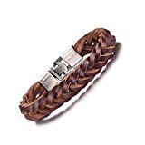 #4: ARMA ブレスレット レザー 本革 メンズ 21cm ブラウン 茶色 編み込み シンプル