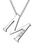 #4: [MURTOO]ムートーアルファベットクリスタル付けペンダントネックレス (亜鉛合金のM)