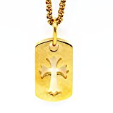 #8: 「silverKYASYA」316Lステンレス素材 金K18コーティング！ ゴールドクロスネックレス 18KGP 金ドッグタグネックレス ロールチェーンorボールチェーン付き (ロールチェーン, 45)