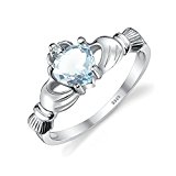 #5: JewelryPalace 女性 0.6ct 宝石 天然 アクアマリン 指輪 クラダ 925 スターリング シルバー リング 3月 誕生石 記念日 結婚式 婚約 サイズ 14 号