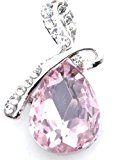 #7: 誕生石風 9種類 天使 の 泪 を イメージした ティアドロップ 型 ペンダント 付 ネックレス (ピンクサファイア)