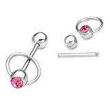 #1: Piercingj ジュエリー ファッション アクセサリー 　ステンレス 舌ピアス メンズ レディース 　ボディピアス ( ピンク)