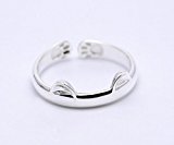 #7: ファッション リング ネコ 耳 肉球 可愛い 猫グッズ 指輪 レディース 女性 プレゼント SILVER Ladies