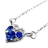 #4: ディズニー ネックレス スワロフスキー ネックレス サファイア石 シルバー Disney ミッキー 生誕80周年記念 ハート　ジュエリー アクセサリー ネックレス 公式ライセンス商品 [並行輸入品]