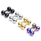 #3: Jovivi Mak　ボディピアス　ステンレス ショート ストレート バーベル　アレルギーフリー　軟骨ピアス　14G(1.6mm_長さ6mm_ボール4/5/6mm)×8個 ギフトバッグを提供 (ボール6ｍｍ)