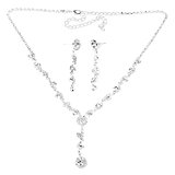 #2: 【ノーブランド品】キラキラ　結婚式 の花のラインストーンネックレス ピアスセット