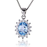 #4: JewelryPalace Kate Diana（ダイアナ) プリンセス デザイン 天然石 11月 誕生石 スカイブルー トパーズ ネックレス ペンダント シルバー 925 チェーン 45cm