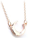 #6: [Priva]プライバ Smart シルバー925 スモール ムーン（月）ウィズ シングル CZ キュービックジルコニア ストーン レディース ペンダント ネックレス ピンクゴールド ポーチ インサイド