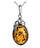 #3: 琥珀スターリングシルバーつる葉のネックレスのチェーン長46CM