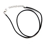 #10: レザーネックレス チョーカー 黒革紐 メンズ・レディース兼用 幅2mm 45cm〜50cm調整可 ブラック