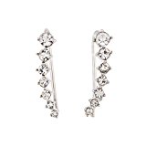 #9: (Starship Trade) 三日月デザインのピアス　(シルバー)　と　スターシップトレードオリジナルタグ　2点セット　スワロフスキー　CZ　ダイヤモンド レディース ピアス ロマンチック ジュエリー レディース アクセサリー [並行輸入品]