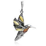 #2: 多色アンバースターリングシルバーハチドリペンダント