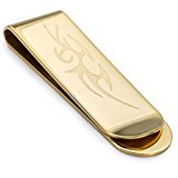 #10: Trendsmax ジュエリー ファッション アクセサリー 　シンプル メンズ　 レディース 彫刻　部落図案　四角形　 お金クリップ マネークリップ 紙幣クリップ ステンレス, カラー: ゴールデン 　幅16mm
