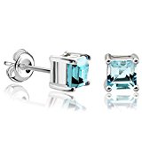 #9: JewelryPalace 女性 スクエア シャイプ 宝石 天然石 スカイブルートパース ピアス 11月 誕生石 スタッド 925 スターリング シルバー イヤリング セット