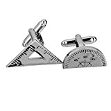 #7: 【ノーブランド品】結婚式 新郎 男性 数学 三角定規 カフスボタンカフリンクスシルバー