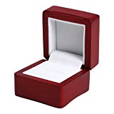 #6: Archoffret ナチュラルウッド 木製 リングケース 指輪ケース リングボックス ブラウン（内側：乳白色） 保証書付