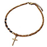 #6: アンクレット メンズ 男性用 クロス 十字架 ロザリオ シルバー 銀 ゴールド 金 ブラック ビーズ ビーズ ミサンガ[ank93] 口