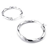 #3: KONOV ジュエリー シルバー 925 ファッション アクセサリー レディース ピアス, イヤリング, クラシック フープピアス, おもしろ, カラー:シルバー(銀);[ギフトバッグを提供]