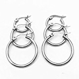 #10: CLY STYLE 3ペアセット リング 輪っか 圏 フープ ピアス ユニセックス フープピアス メンズ レディース ステンレス316L 金属アレルギー対応 (10mm/15mm/20mm シルバー)