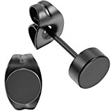 #10: Flongo　メンズ　ピアス　ヒップホップ　ロック　ヨーロッパ風　丸型　カッコよく極める耳元　ブラック　2個セット　幅/0.4cm