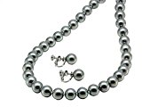 #5: まつよ 花珠貝パールネックレス イヤリングセット 42cm 黒真珠グレーカラー10ミリ42センチイヤリング koagrpn-10-1-42-ring