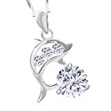 #3: [リベルタ]LIBERTA キュービックジルコニア CZダイヤモンド イルカ モチーフ レディース ネックレス ペンダント シルバー925 チェーン 2本セット ジュエリーボックス ジュエリーポーチ 製品証明書