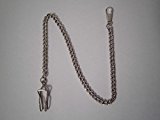 #5: STERAS(ステラス） 懐中時計用チェーン (フック金具付き) 長さ約３６センチ シルバー ポケットウオッチ 懐中時計の修理に最適！