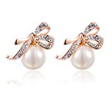 #6: GEORGE SMITH レディース 可愛い ピンク ゴールドメッキ ジルコニア リボン パール 真珠 ピアス