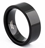 #10: TICENTRAL (W)タングステン リング メンズ 指輪,幅広8mm 平打ち 研磨 , 彼氏にプレゼント 上品 エレガント アクセサリー, カラー：ブラック（黒） (18)