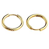 #7: PiercingJ　ジュエリー　ファッションアクセサリー　メンズ　レディース　ステンレス ピアス　リング　フープピアス　両耳用 イヤリング　カラー　ゴールド 　5サイズ　アクセサリーケースを提供 (内径16mm)