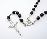 #8: ロザリオ ビーズ ネックレス メンズ レディース チョコ ;YRSN-008
