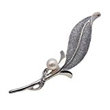 #7: ［enyapearl］ あこや真珠 ブローチ 葉っぱのデザイン ABR498 パール ブローチ