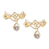 #5: 【ノーブランド品】レディース　イヤーカフ　イヤークリップ　ラインストーン付　しずく型　（ゴールド）　1組