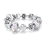 #7: WOSTU ホワイトブレスレット フラワーガラスビーズ ハワイアンハンドメイドブレスレット レディース 20CM