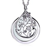 #7: (よんピース)4 piece ルーペ 拡大鏡 携帯 ペンダント きらきら ラインストーン スライド式 透かし柄 シルバー AN0014