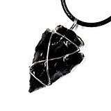 #7: 【N2 stone Natural】 天然石ペンダントトップ / パワーストーン / レディース&メンズ | (黒曜石 [オブシディアン：魔除け] x 矢尻型)