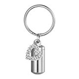 #5: HOUSWEETY 筒 ボトル メモリアル ペンダント ネックレス キーボルダー 両用アクセサリー 透明ハートチャーム 28mmx11mm