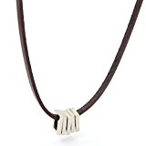 #9: 本革 レザー ネックレス メンズ アクセ アンティーク ステンレス シルバー カラー ネイティブ アメリカン チョーカー 人気 革ひも 首輪 シンプル 皮 ペンダント ジュエリー 男性 女性ユニセックス デザイン (ブラウンデザイン)