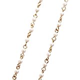 #9: 軽くてネックレスにもなる「2WAYメガネチェーン（レディース眼鏡ストラップ）」（パール＆ゴールド）