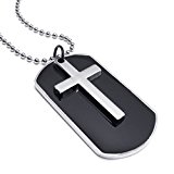 #1: ［テメゴ ジュエリー］TEMEGO Jewelry メンズ合金陸軍スタイルドッグタグゴシックケルト十字ペンダントネックレスチェーンネックレス、ブラックシルバー [インポート]