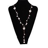 #8: パール　花　ネックレス　ペンダント　ラリエット風　ロング　ゴールド　ビジュー　白　キュート　セレブ　　ファッション　小物　ギフト　プレゼント