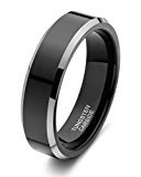 #4: TICENTRAL (W) メンズ タングステン リング, メッキ 鏡面加工 研磨 金属感 高級 平打ち ワイド 幅広 6mm ,指輪 シンプル カジュアル ジュエリー カラー：ブラック 黒 (25)