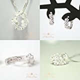 #5: PikiPea (ピキペア) ネックレス ピアス ラインストーン シルバー 925 ハワイアン ジュエリー プルメリア ネックレス ＆ ピアス ２点 セット