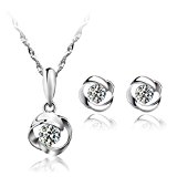 #7: スワロフスキー ジルコニア採用 レディース ネックレス ピアス セット 925純銀製 シンプル アクセサリ ベネチアン クリスマス プレゼント ギフト