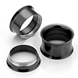 #6: PiercingJ　ボディピアス/ボディーピアス　　男女兼用　フレッシュトンネル　拡張器　ジュエル 埋め込み型　耳拡　耳のテーパー　インサーションテーパー　ピアス　body-piercing　各サイズ　カラー ブラック (16mm)