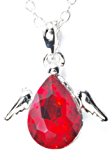 #7: 誕生石 天使 の 羽根 の 付いた ティアドロップ 型 ペンダント 付 ネックレス (ルビー)