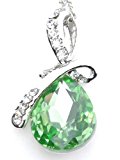 #10: 誕生石風 9種類 天使 の 泪 を イメージした ティアドロップ 型 ペンダント 付 ネックレス (ペリドット)